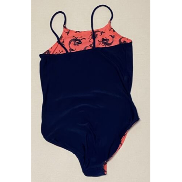 WONDER NATION GIRLS 10/12 1 PC REVERSIBLE NAVY BLUE/CORAL PINK MERMAID SWIMSUIT - Picture 2 of 4
